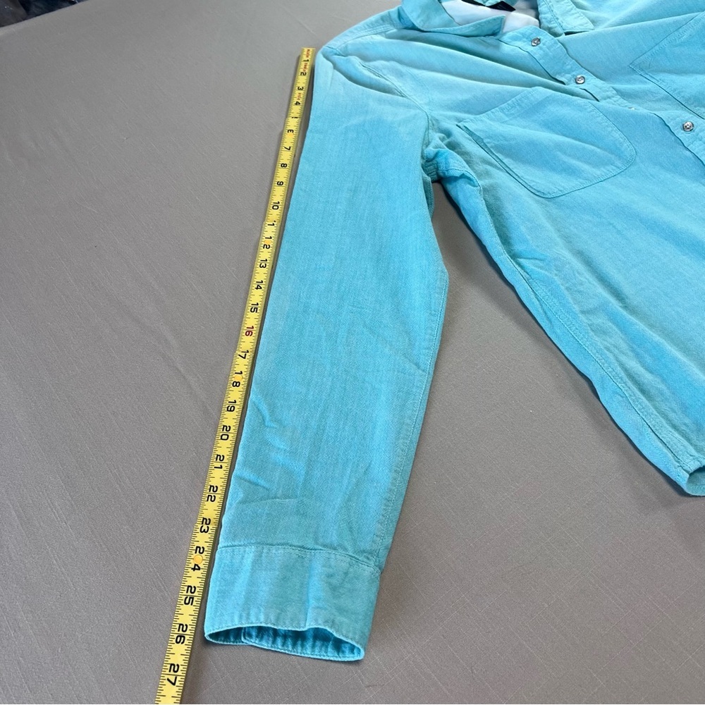 Calvin Klein Jeans Women’s XL Aqua Button-Up Shirt 100% Cotton Long Sleeve - Picture 6 of 14